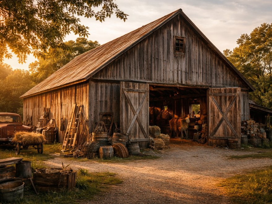 Wooden barns designed for storage purposes